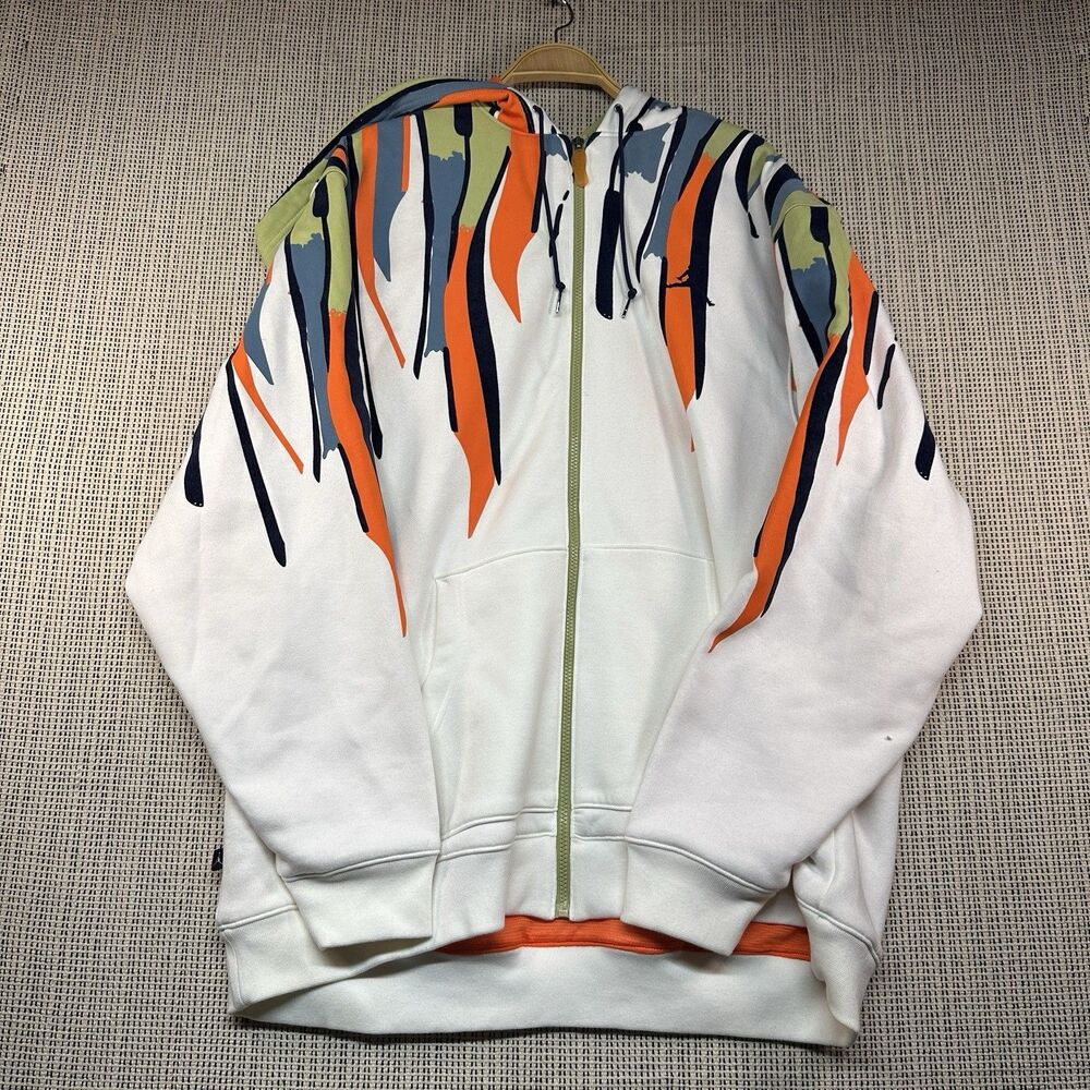 Jordan Full Zip Hoodie 4XL White Graphic Streetwear Y2K Jacket